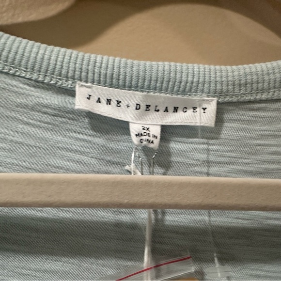 JANE AND DELANCEY Top Flutter Sleeve Stretch Button Green Womens Plus 2X Casual - Picture 2 of 7